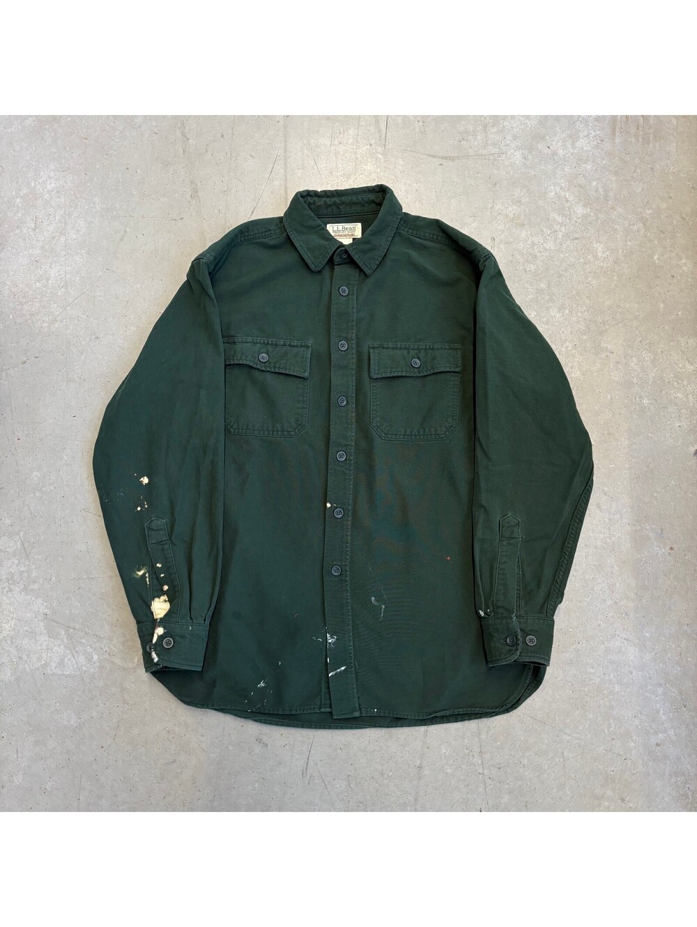 Vintage 90s L.L. Bean Bleached Button Up Flannel Medium Green